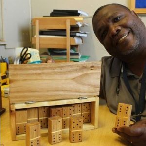 Edwin Pedro shows the quality handmade wooden items made at Die Werkswinkel