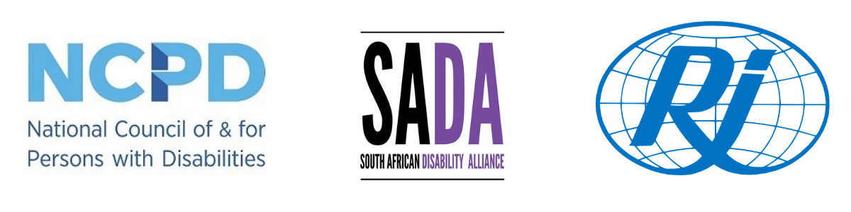 Logos of National Council of and for Persons with Disabilities, South African Disability Alliance and Rehabilitation International